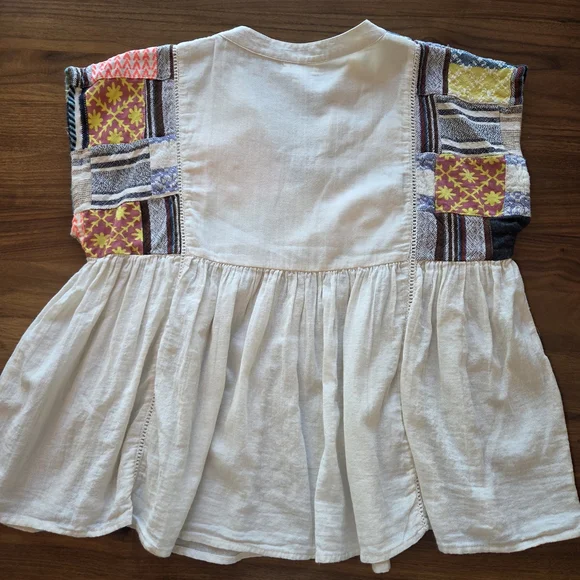 THML Anthropologie Embroidered Patchwork Boho Top, Small - Picture 4 of 8
